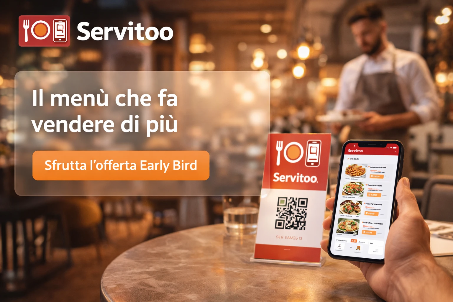 Anteprima dashboard e menu digitale Servitoo